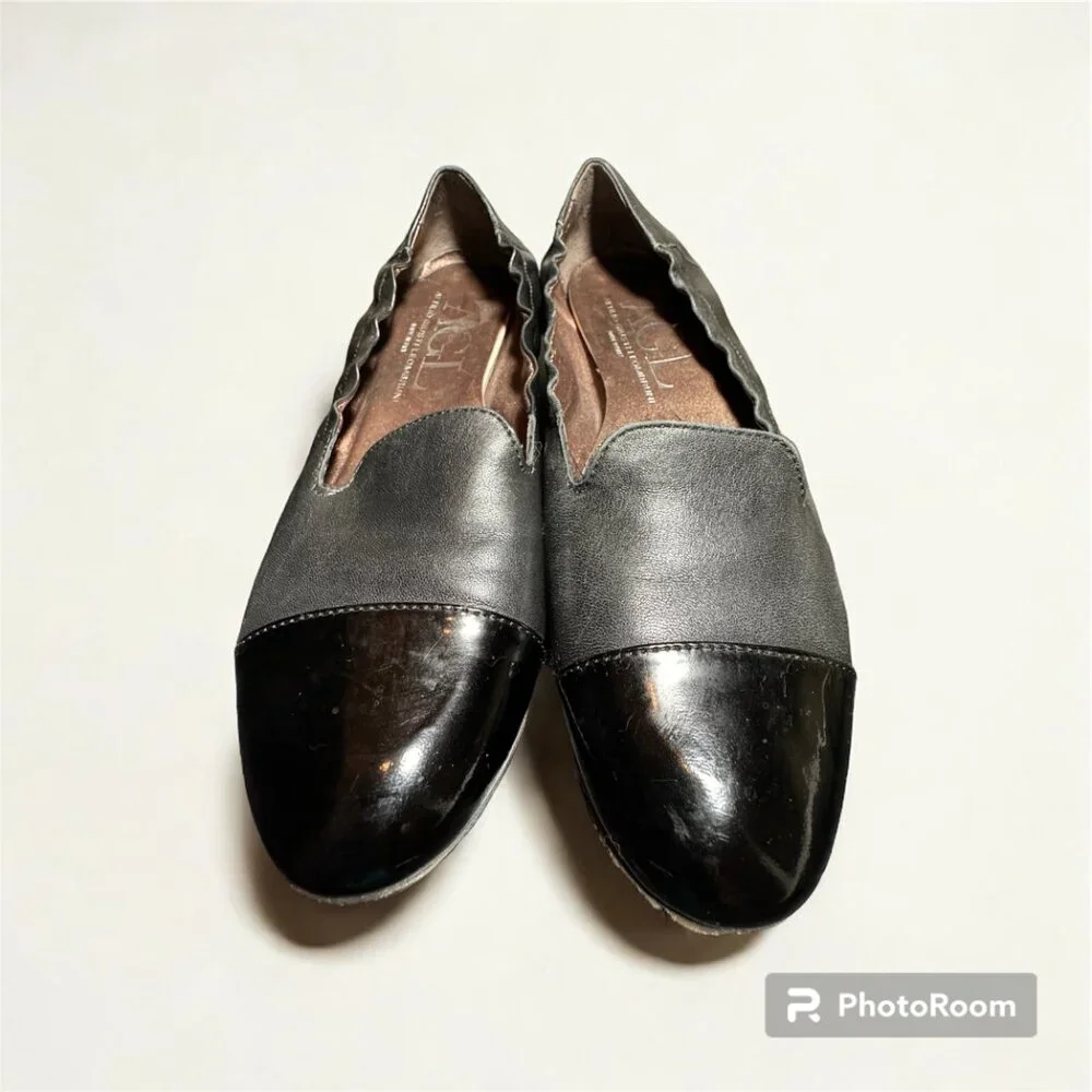 AGL Italian designer all leather cap toeflats size 41 retro vibes